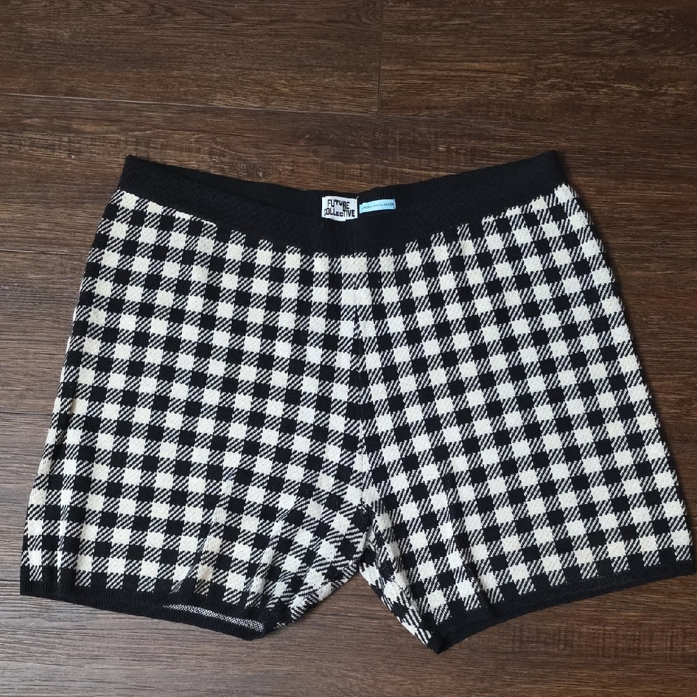 Stylish Black and White Checkered Women's Shorts